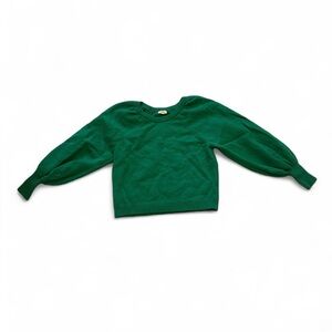 Women’s Green Knit Sweater Puff Sleeves TU
